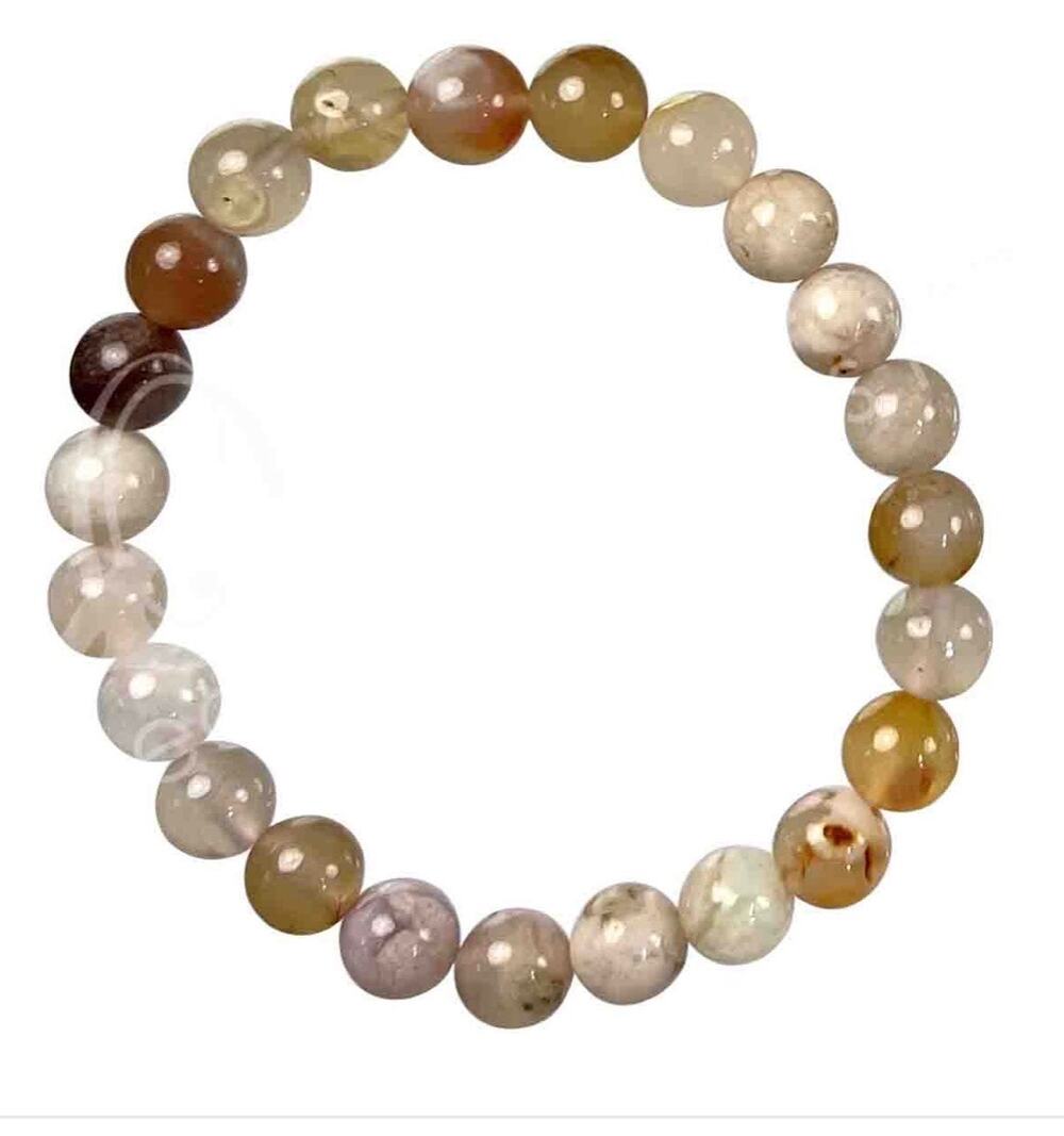 8MM Cherry Blossom Agate Bracelet